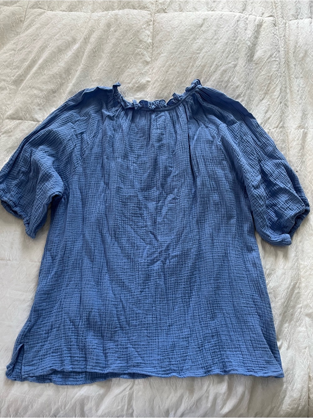 Pure Amici Relaxed Blue Cotton Peasant Tunic size XL